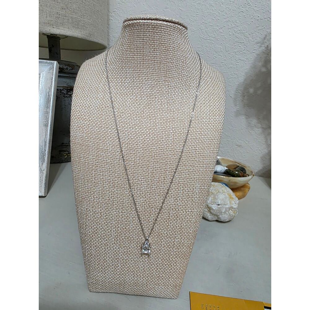 New 1 CT Moissanite Princess Cut Diamond Necklace 17" + 2" extender